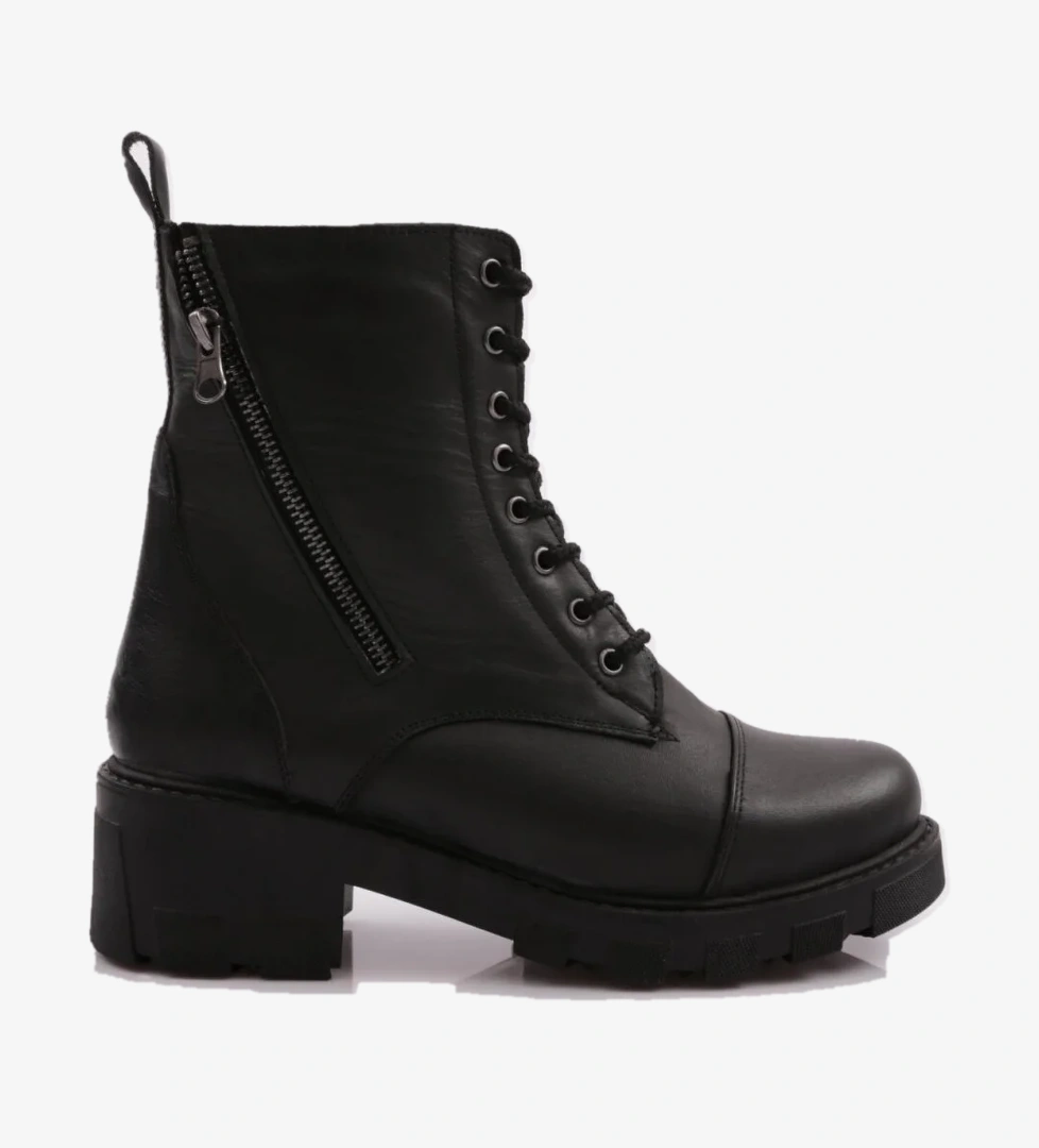 Dgn Dgn Siyah Madrit-04K Kadin 22K Bağcikli Diş Fermuarli Postal Bot | Flo Siyah - 1. görsel