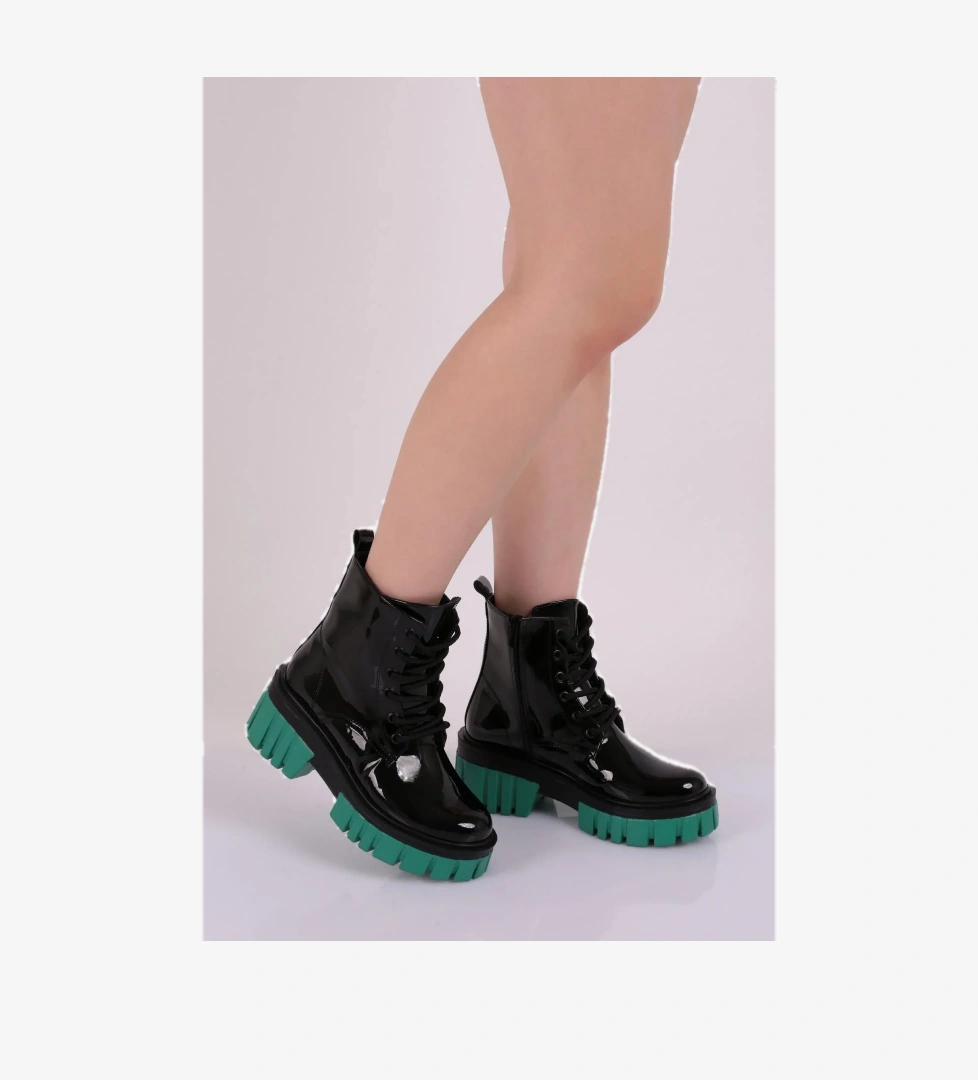 Es805 Kadin Kalin Taban Bağcikli Topuklu Bot