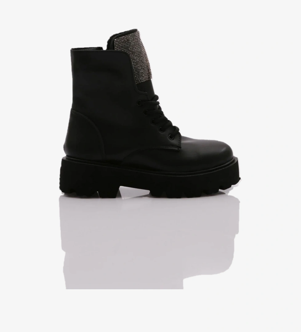 K1611-22K Kadin Kalin Taban Silver Taşli Bot