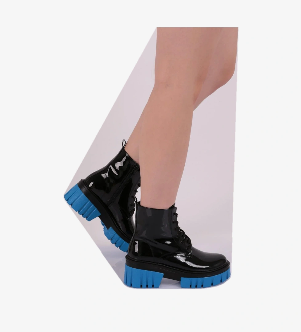 Es805 Kadin Kalin Taban Bağcikli Topuklu Bot