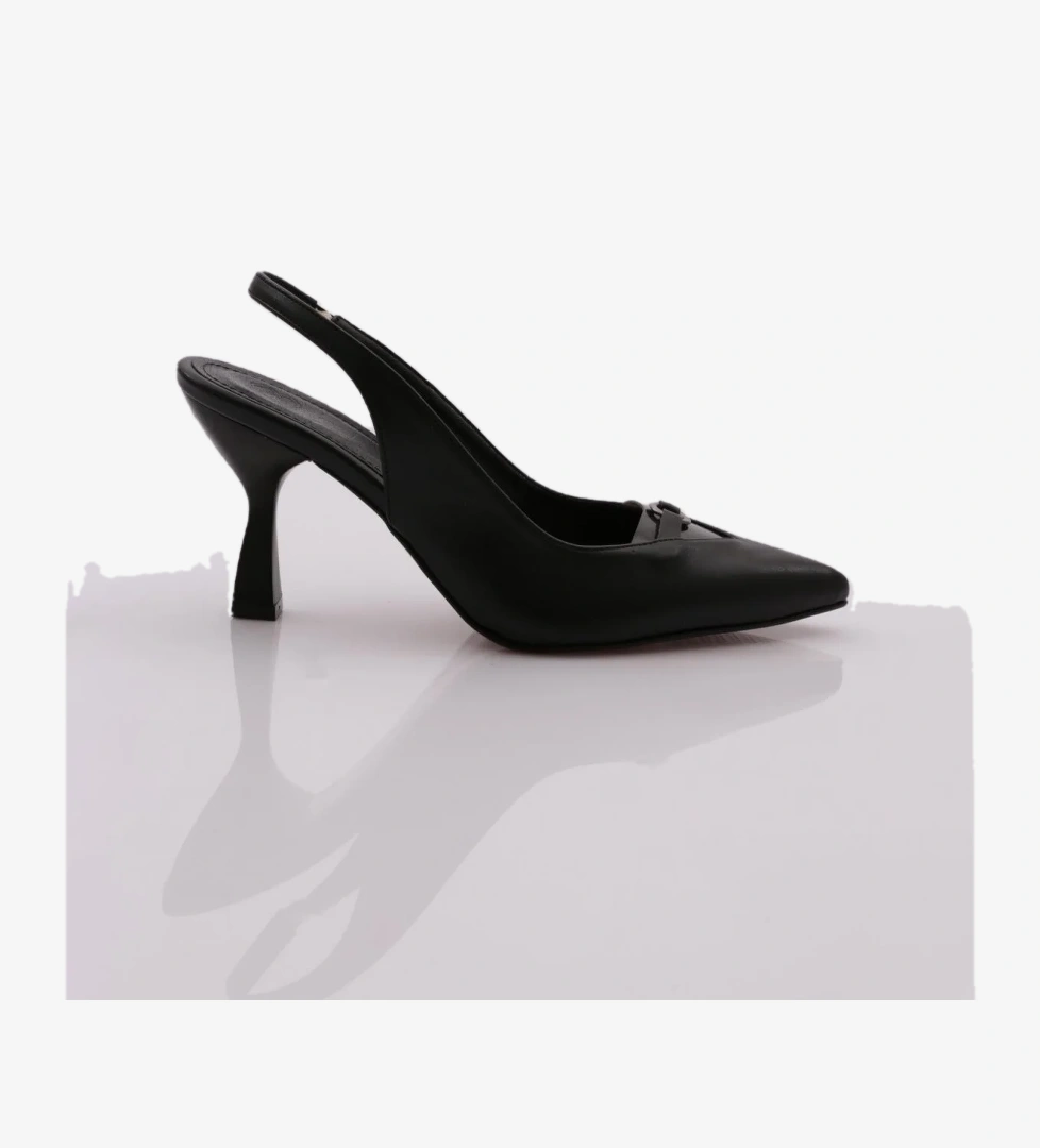 03 Kadin Sivri Burun Şeffaf Detayli Aksesuarli Topuklu Ayakkabi