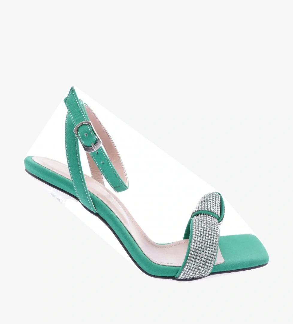 5162-23Y Kadin Burgulu Silver Taşli Bilekten Bağli Topuklu Ayakkabi