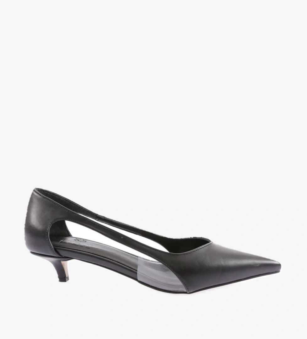 Y4200-23Y Kadin Yanlari Açik Sivri Burun Kisa Topuklu Ayakkabi