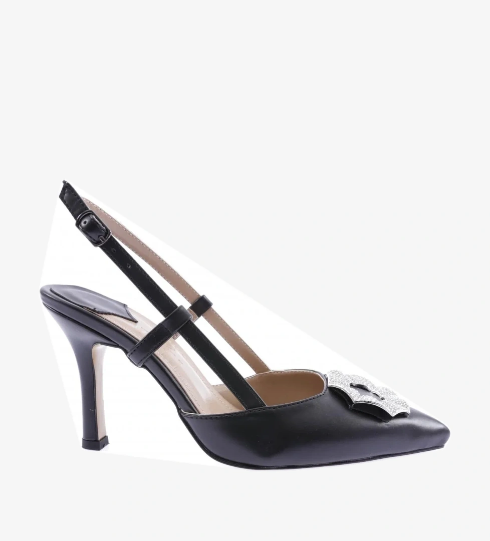 2020-23Y Kadin Bilekten Bağli Kristal Tokali İnce Topuklu Ayakkabi - Görsel 1