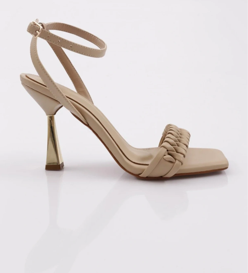 406 Kadin Bilekten Bağlama Topuklu Ayakkabi