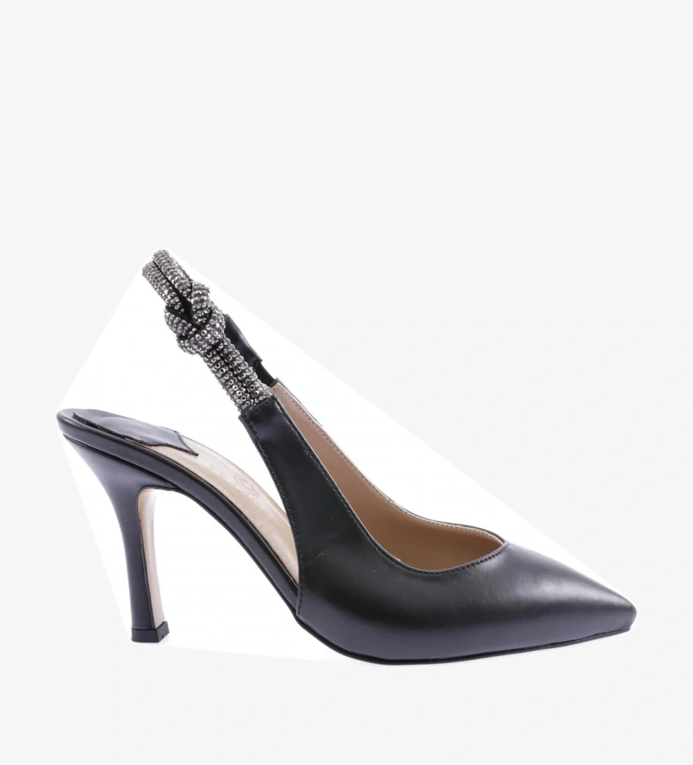 2025-23Y Kadin Silver Taşli Lastik Detayli İnce Topuklu Ayakkabi - Görsel 1