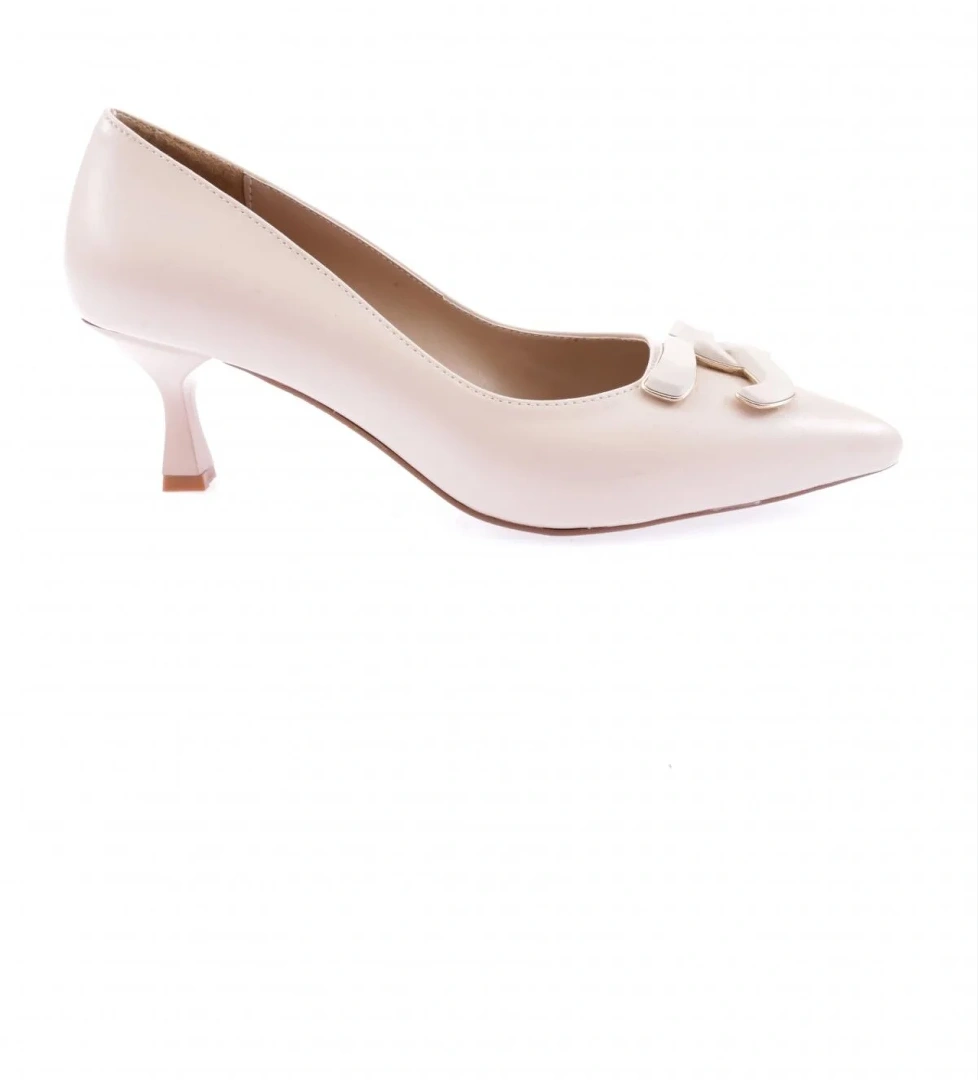 K4330 Kadin Sivri Burun Aksesuarli Topuklu Ayakkabi