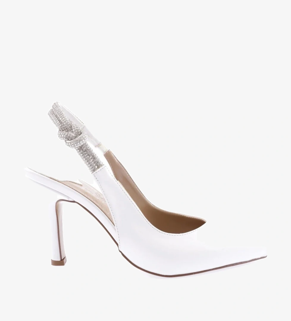 Dgn Dgn Beyaz 2025-23Y Kadin Silver Taşli Lastik Detayli İnce Topuklu Ayakkabi Topuklu Ayakkabı | Flo Beyaz - 1. görsel