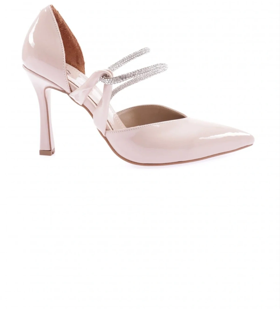 Dgn 7706-23y Kadin Sivri Burun Parmak Dekolteli Yanlar Açik Taşli Bant Atmali Topuklu Ayakkabi model görseli