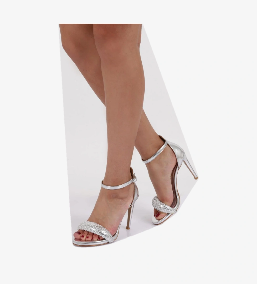 2040 Kadin File Detayli Taş İşli Topuklu Ayakkabi