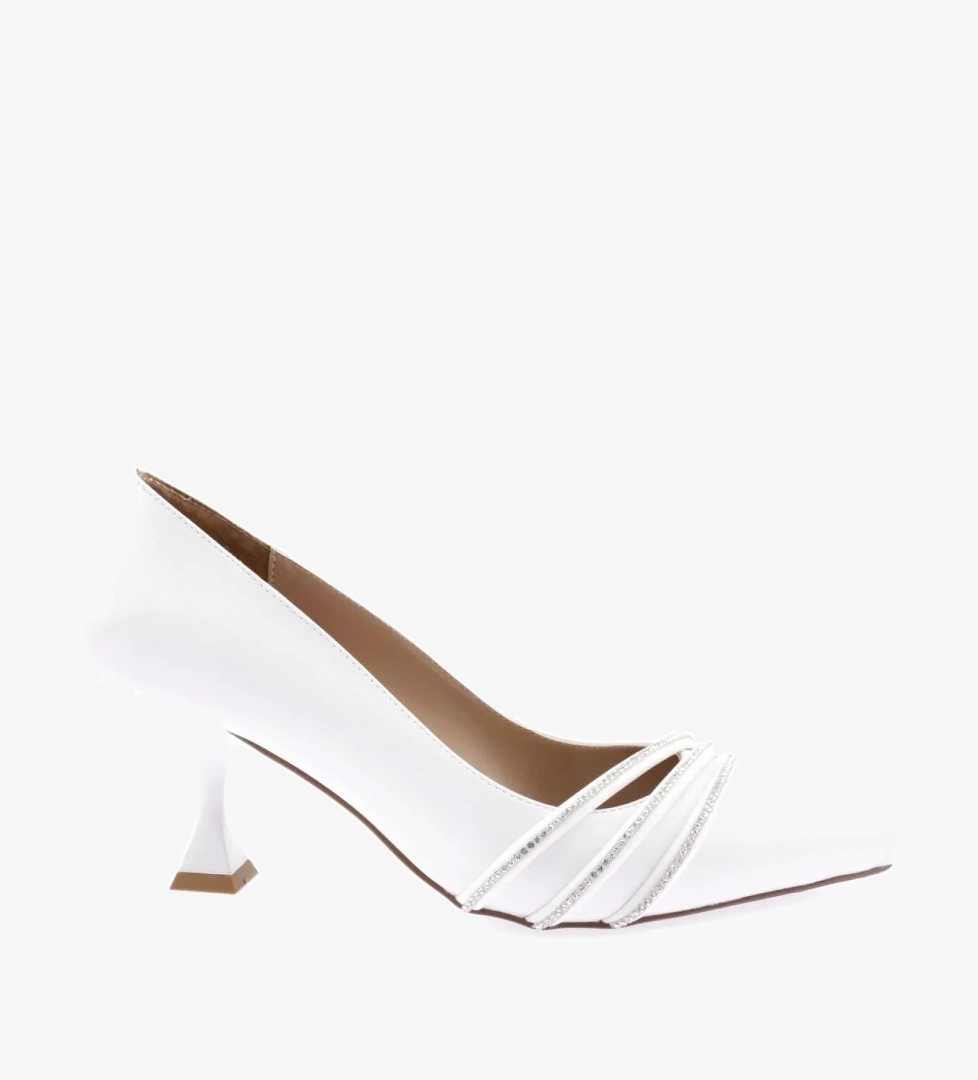 3215-23Y Kadin Sirali Silver Taşli Sivri Burun Kadeh Topuklu Ayakkabi