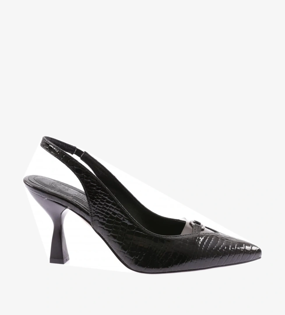 03-23Y Kadin Sivri Burun Şeffaf Detayli Aksesuarli Topuklu Ayakkabi