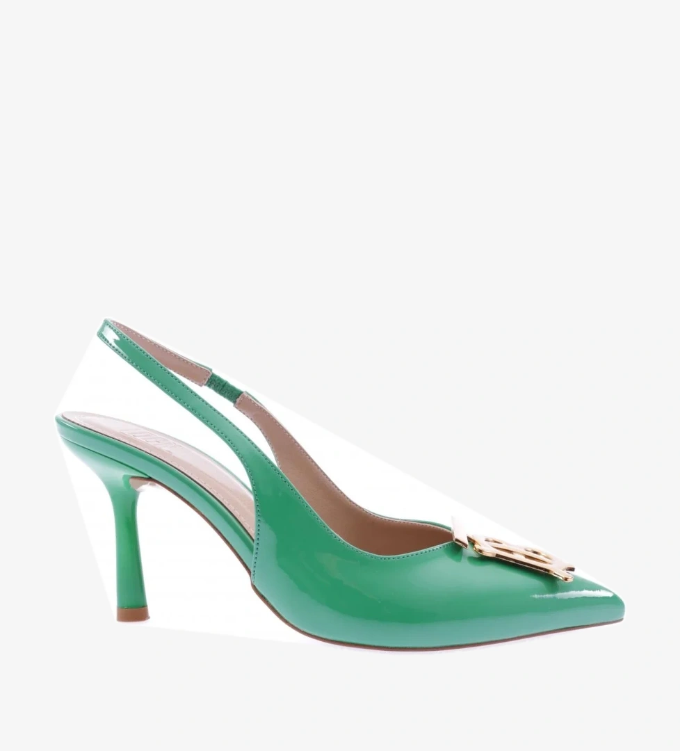 Dgn 7005-23y Kadin Sivri Burun T Ve B Harf Tokali Arkasi Açik Topuklu Ayakkabi model görseli