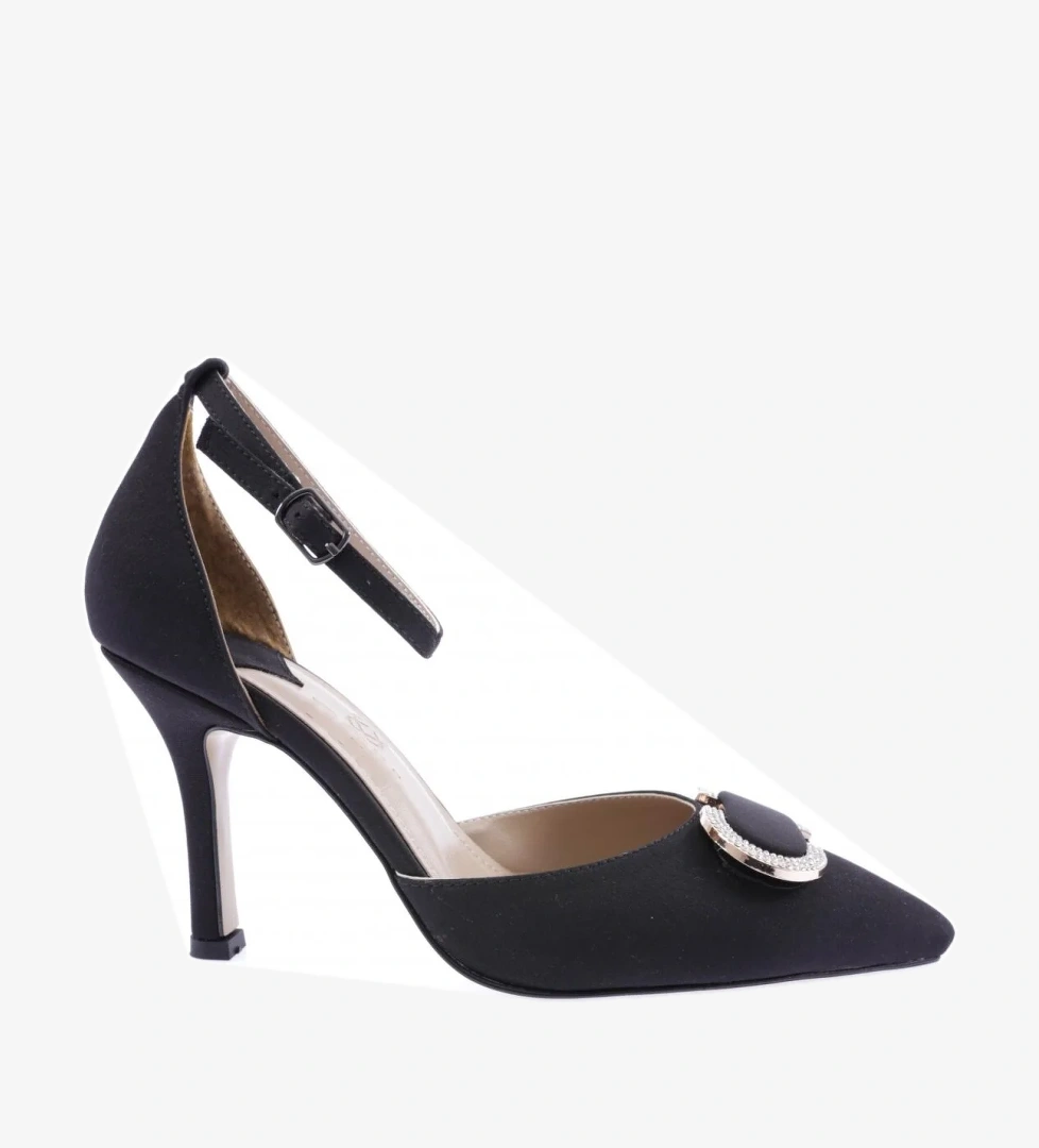 2000-23Y Kadin Bilekten Bağli Kristal Tokali İnce Topuklu Ayakkabi - Görsel 1