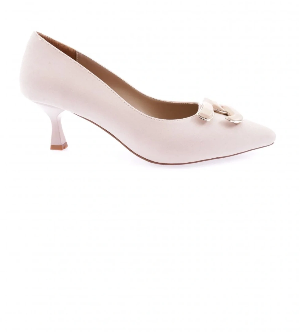 K4330 Kadin Sivri Burun Aksesuarli Topuklu Ayakkabi