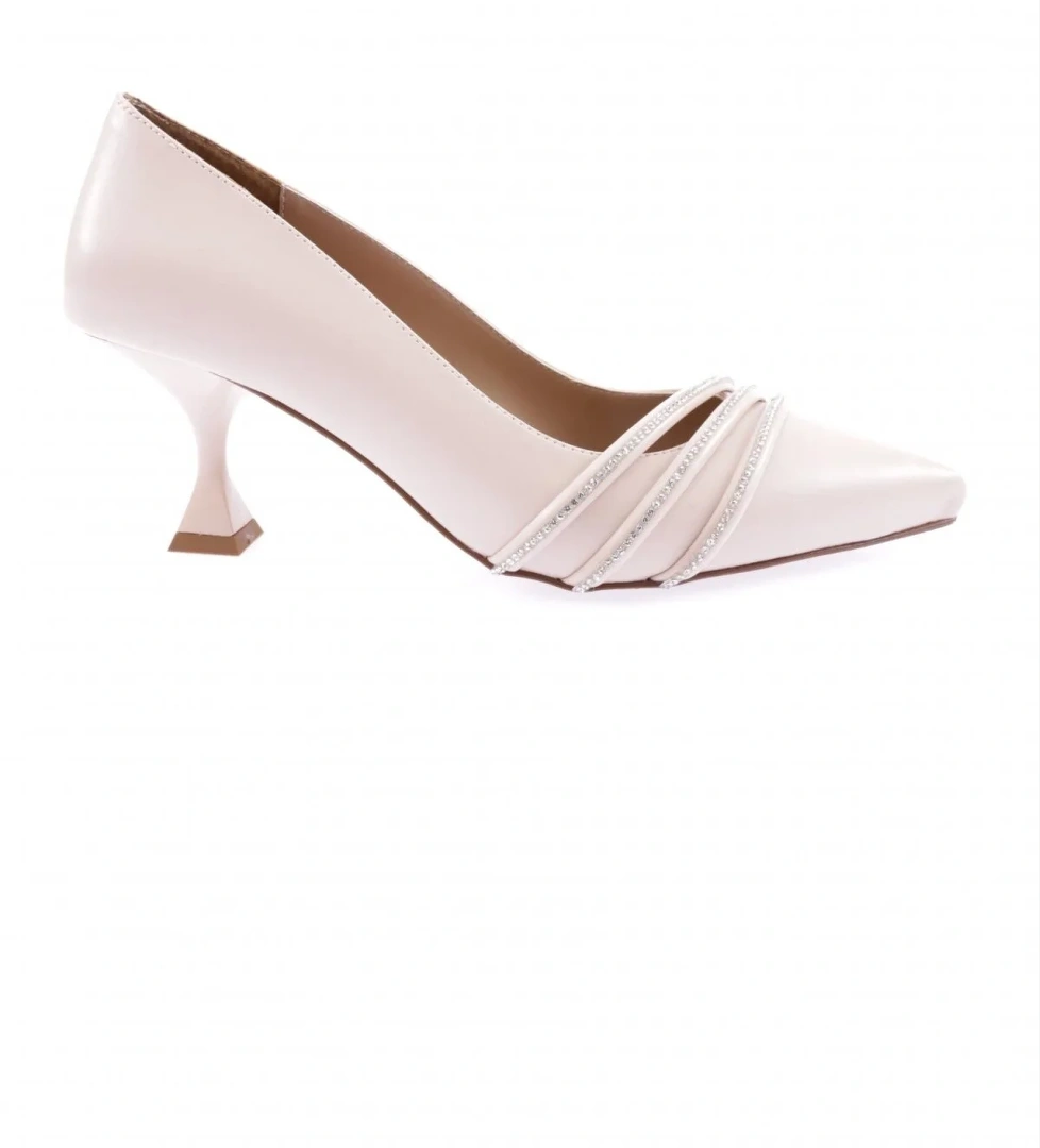 3215-23Y Kadin Sirali Silver Taşli Sivri Burun Kadeh Topuklu Ayakkabi