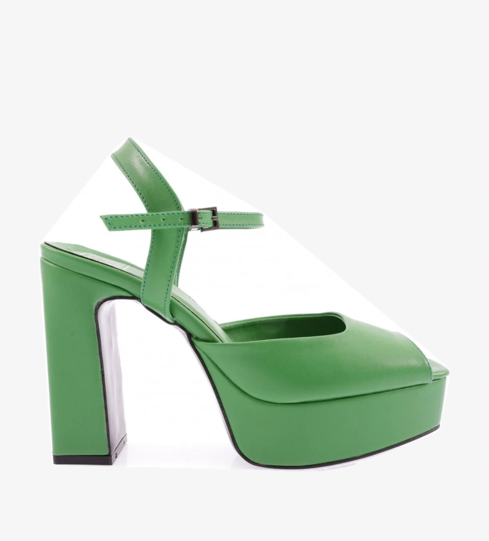 41-23Y Kadin Bilekten Bağli Kalin Taban Topuklu Ayakkabi