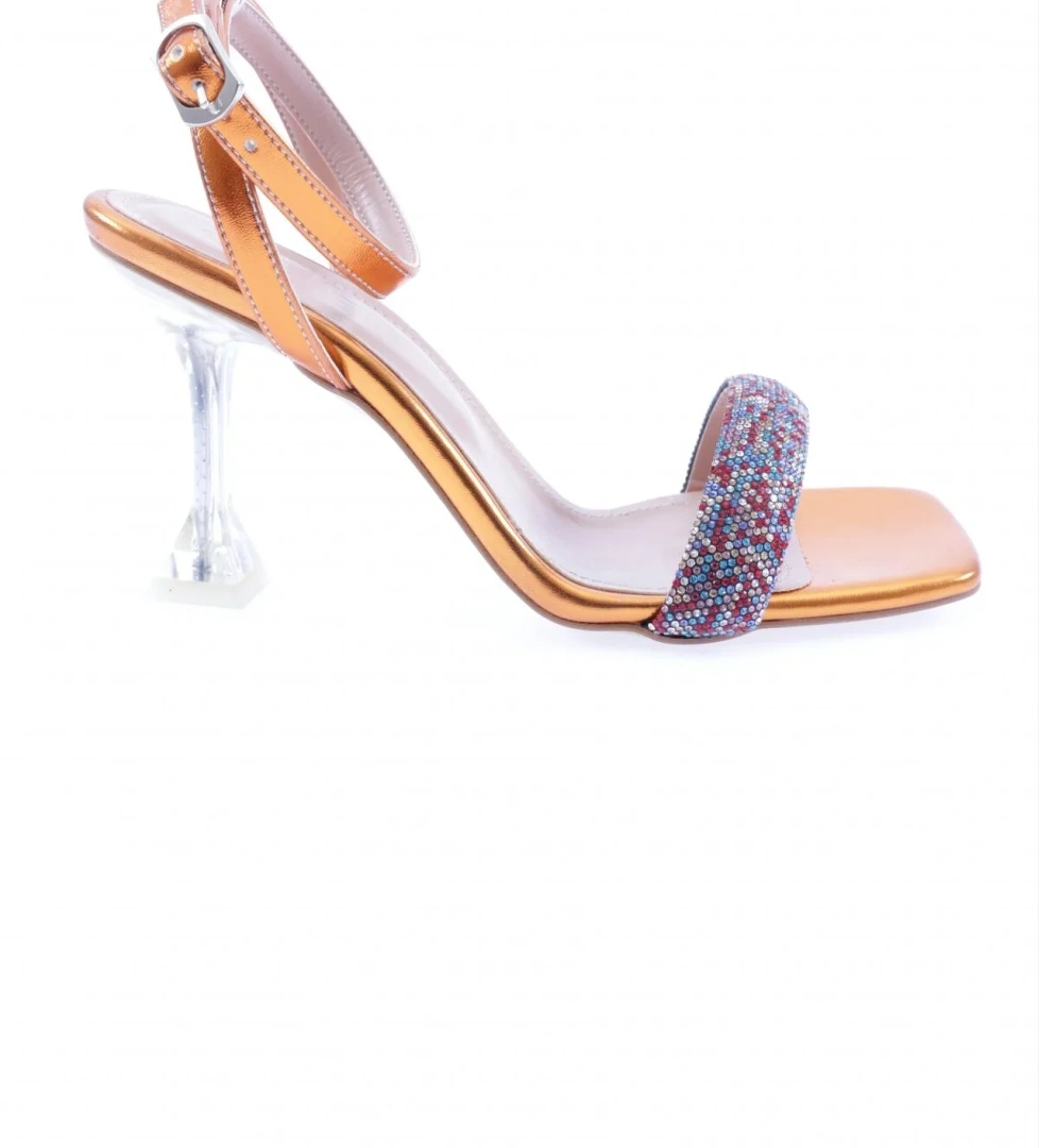 5161-23Y Kadin Silver Taşli Bilekten Bağli Topuklu Ayakkabi