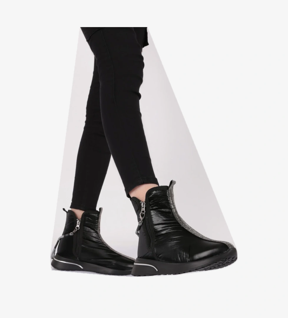 600 Kadin Fermuarli Taş Şeritli Bot - Görsel 1