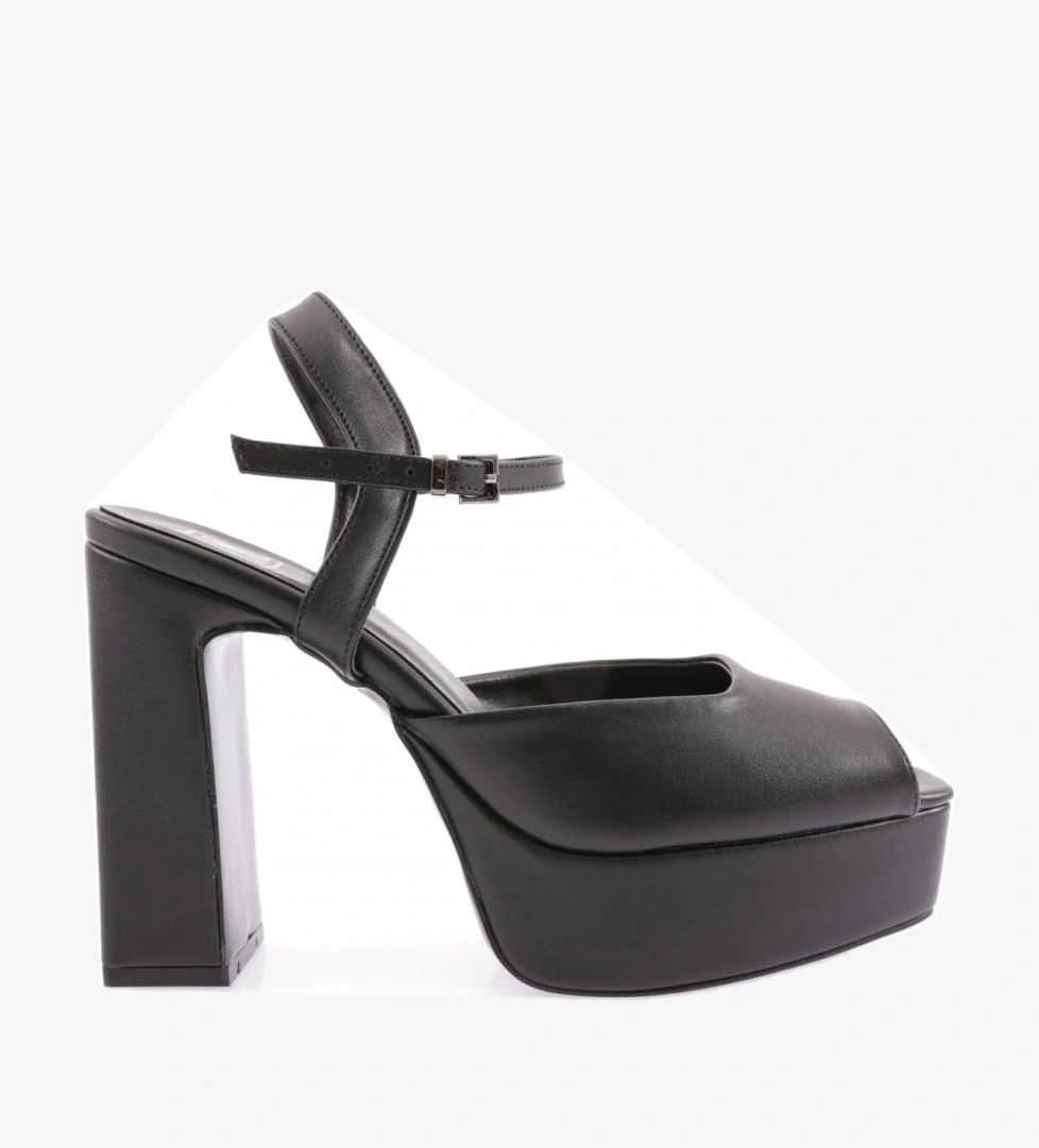 41-23Y Kadin Bilekten Bağli Kalin Taban Topuklu Ayakkabi - Görsel 1