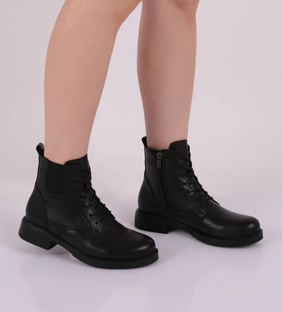 Dgn Dgn Siyah 22515 KADIN BAĞCIKLI FERMUARLI BOT | Flo Siyah - 1. görsel