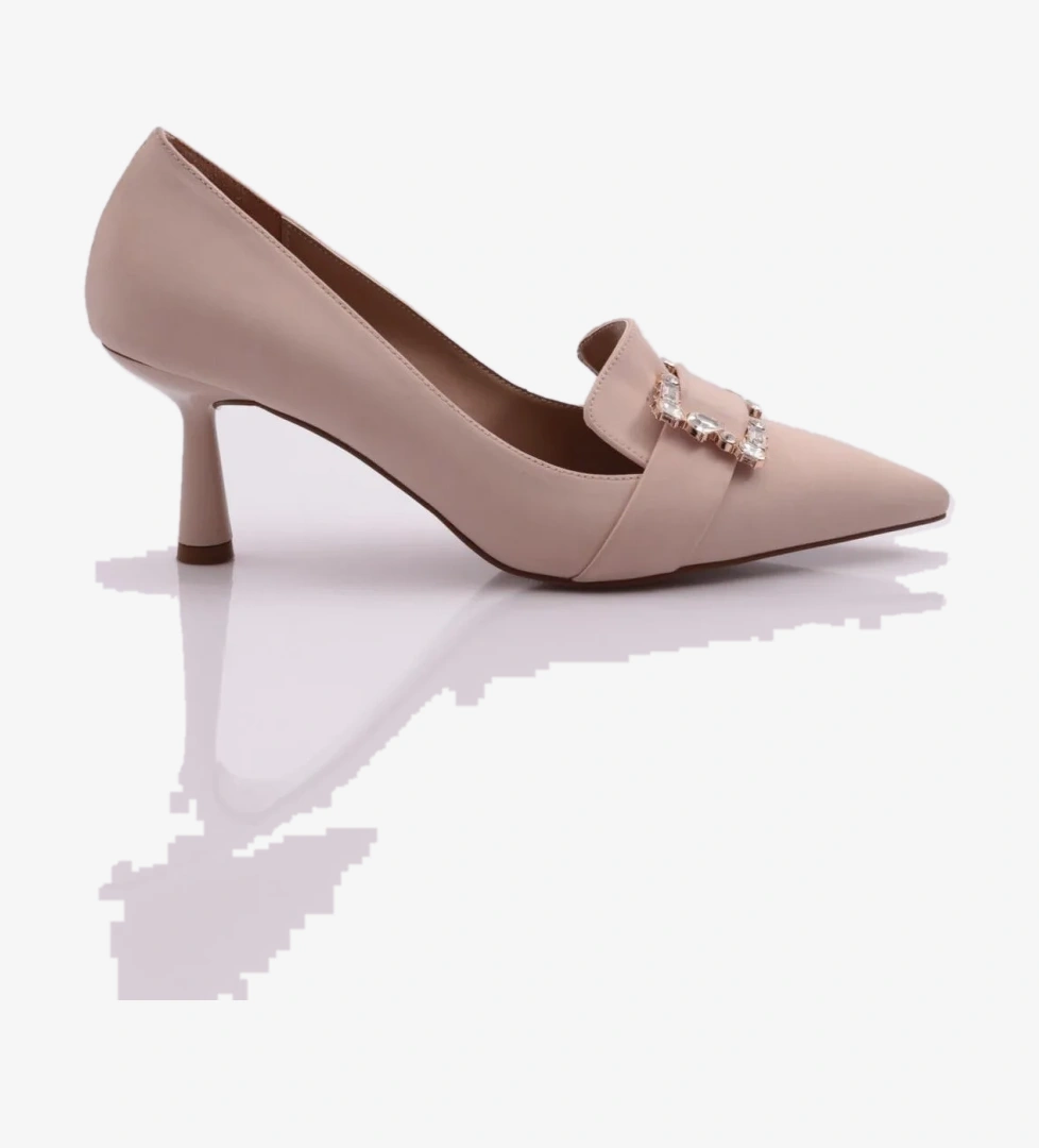 Dgn 37020 Kadin Kare Taş Süsleme Topuklu Ayakkabi model görseli