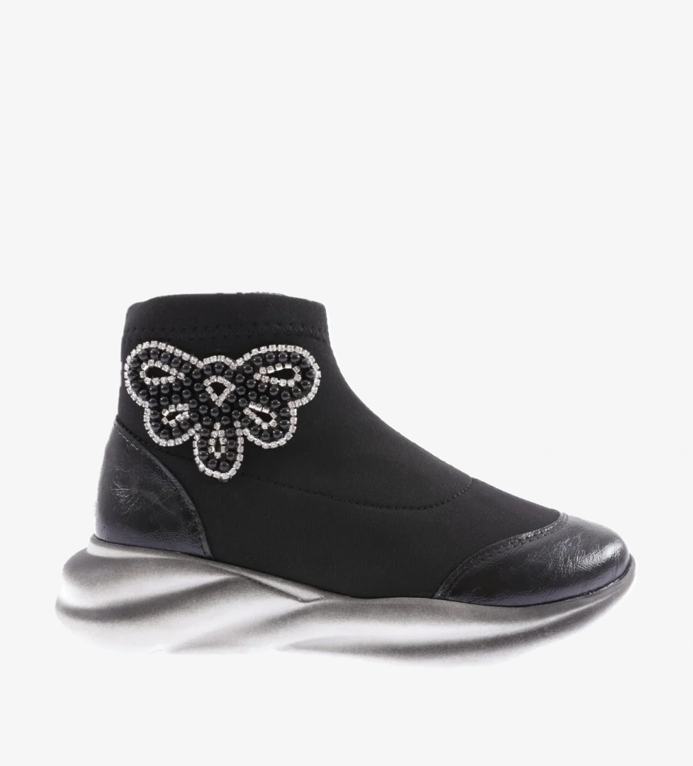 205 Kadin Kristal Tokali Strech Detayli Kalin Taban Bot - Görsel 1