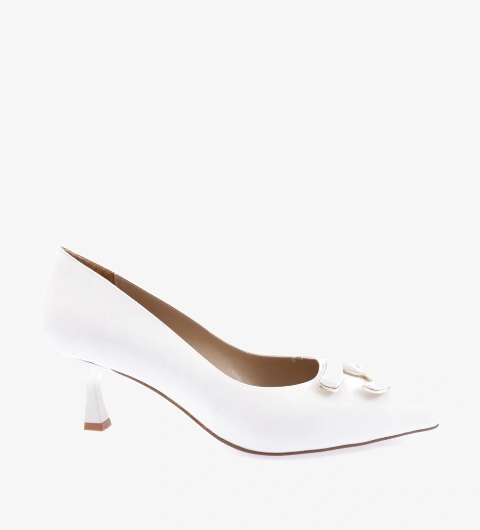 K4330 Kadin Sivri Burun Aksesuarli Topuklu Ayakkabi - Görsel 1