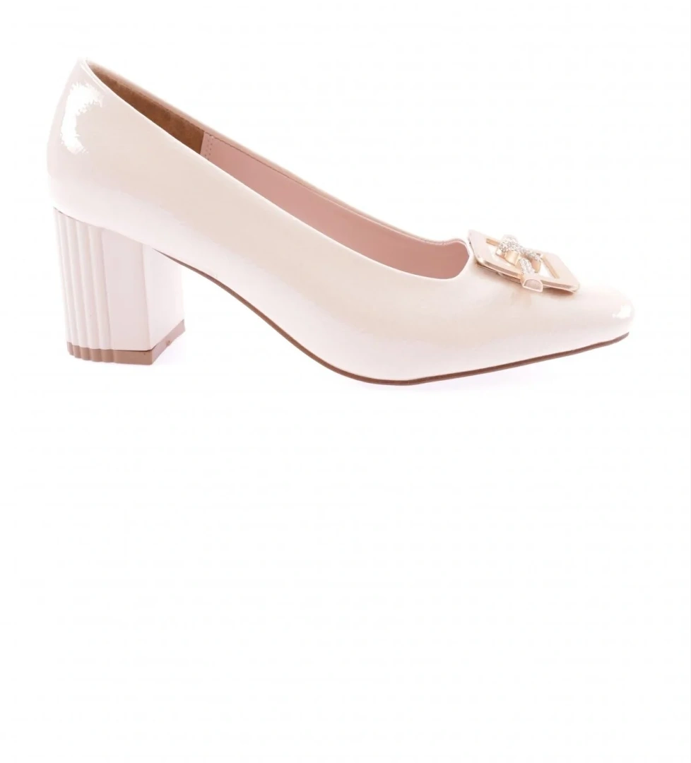 K111 Kadin Kare Tokali Simli İp Detayli Topuklu Ayakkabi