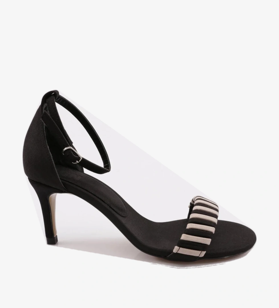 5315 Kadin Bilekten Bağlama Renkli Şerit Topuklu Ayakkabi - Görsel 1