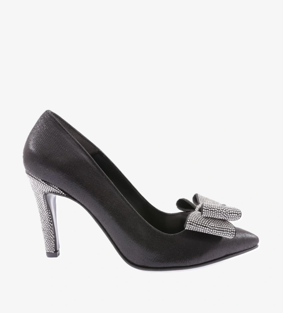 1315 23Y Kadin Sivri Burun Kristal Taşli Fiyonklu Abiye Ayakkabi