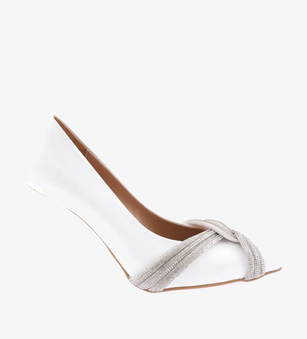 Ysf-06-23Y Kadin Silver Taşli Burgu Bantli Abiye Ayakkabi - Görsel 1