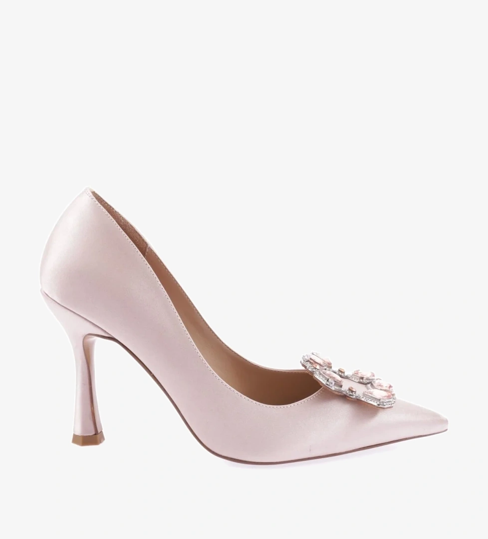 9052-23Y Kadin Sivri Burun Kristal Taşli Topuklu Ayakkabi - Görsel 1