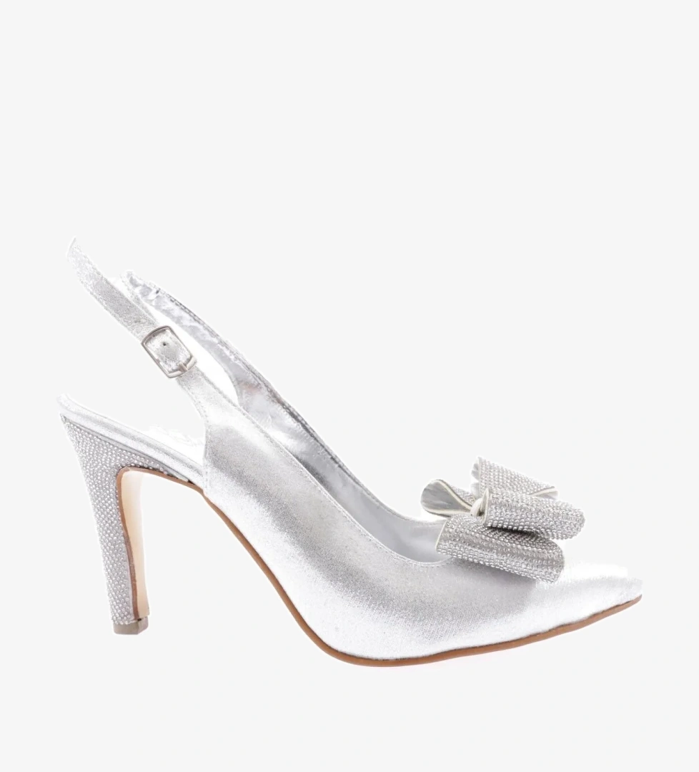 1316 23Y Kadin Sivri Burun Kristal Taşli Fiyonklu Bilekten Bağli Abiye Ayakkabi