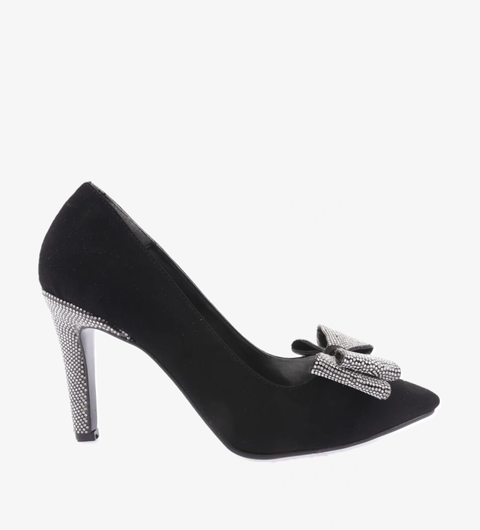 DGN 1315 23Y Kadin Sivri Burun Kristal Taşli Fiyonklu Abiye Ayakkabi