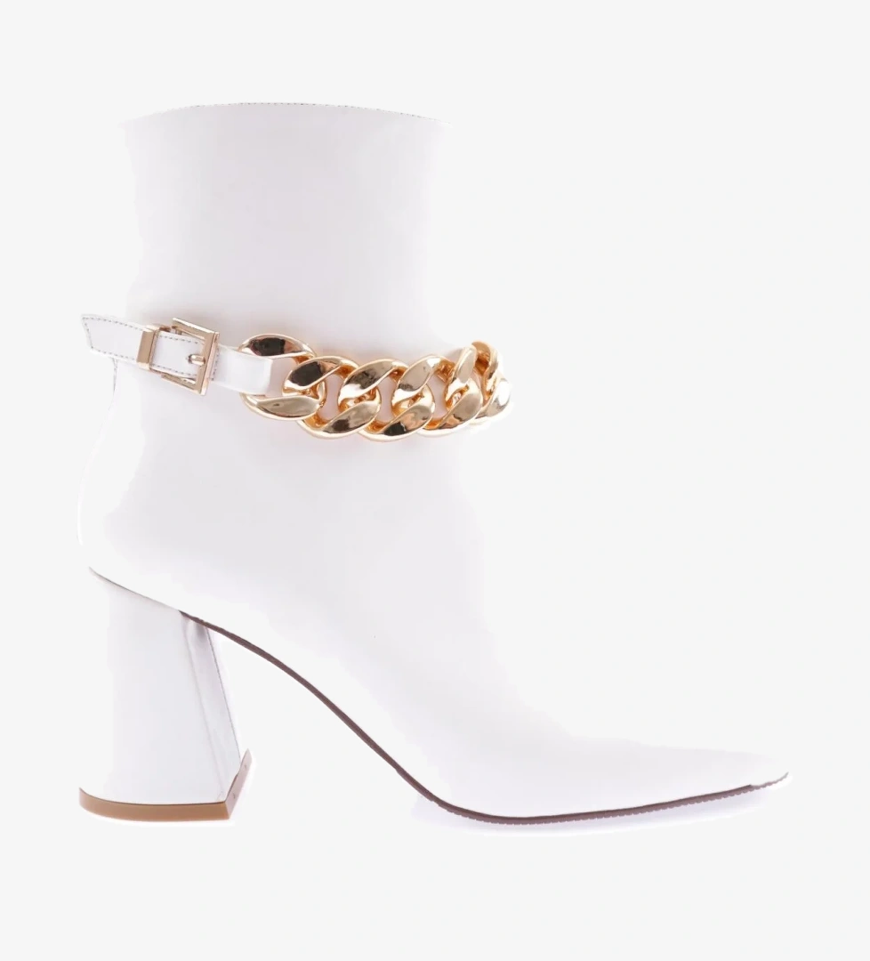 Dgn Dgn Beyaz K405-22K Kadin Zincir Aksesuarli Topuklu Bot Flo'da! Beyaz - 1. görsel