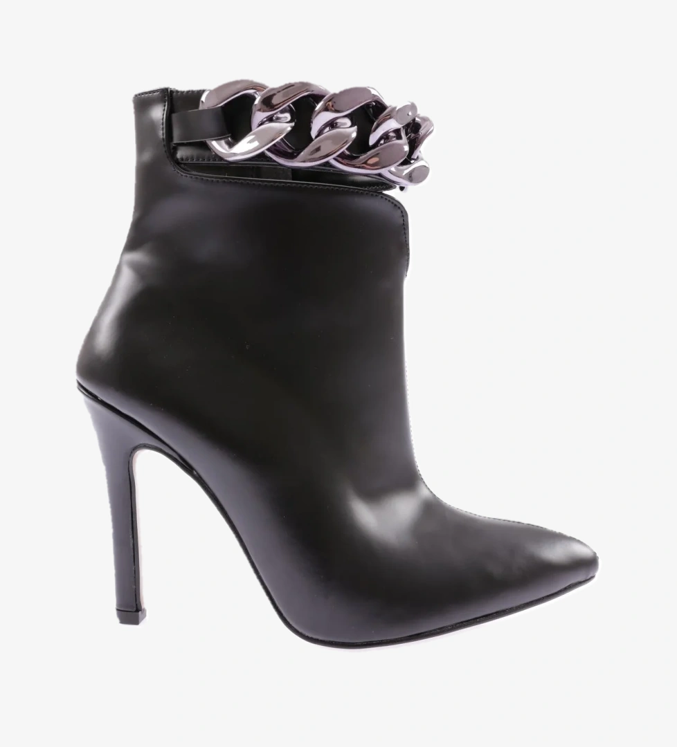 4250 Kadin Sivri Burun Metal Burgu Bantli İnce Topuklu Bot - Görsel 1