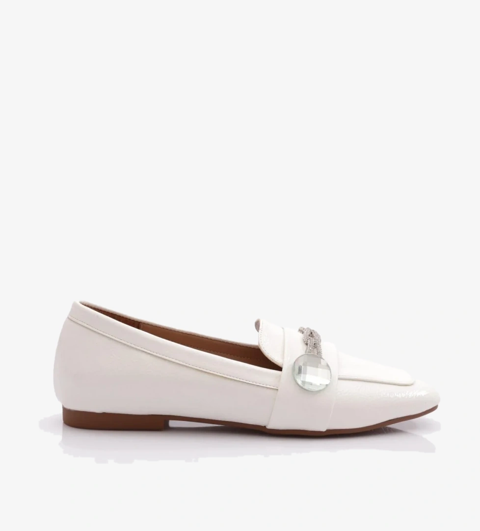 5002 Kadin Silver Taş Aksesuarli Babet - Görsel 1