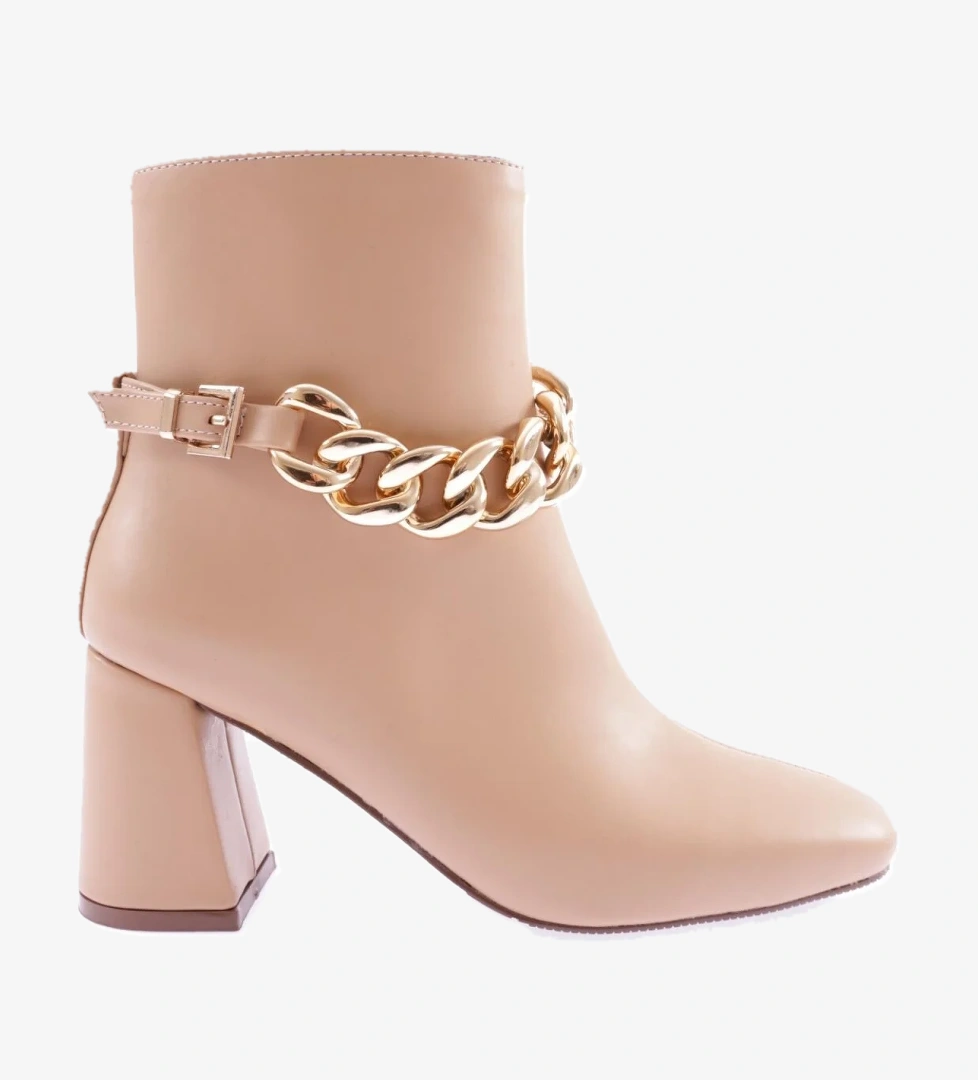 K405-22K Kadin Zincir Aksesuarli Topuklu Bot - Görsel 1