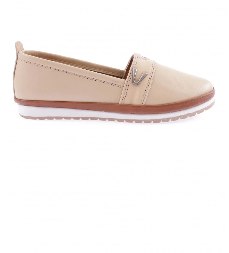 805-D-22Y Kadin Düz Yan V Toka Comfort Ayakkabi - Görsel 1