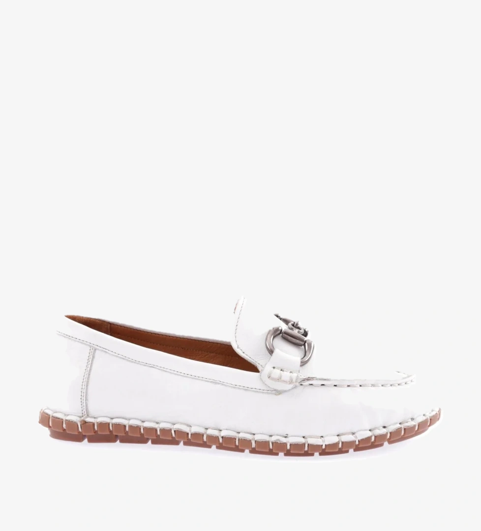 600-23Y Kadin Dikiş Detayli Metal Tokali Loafer Ayakkabi