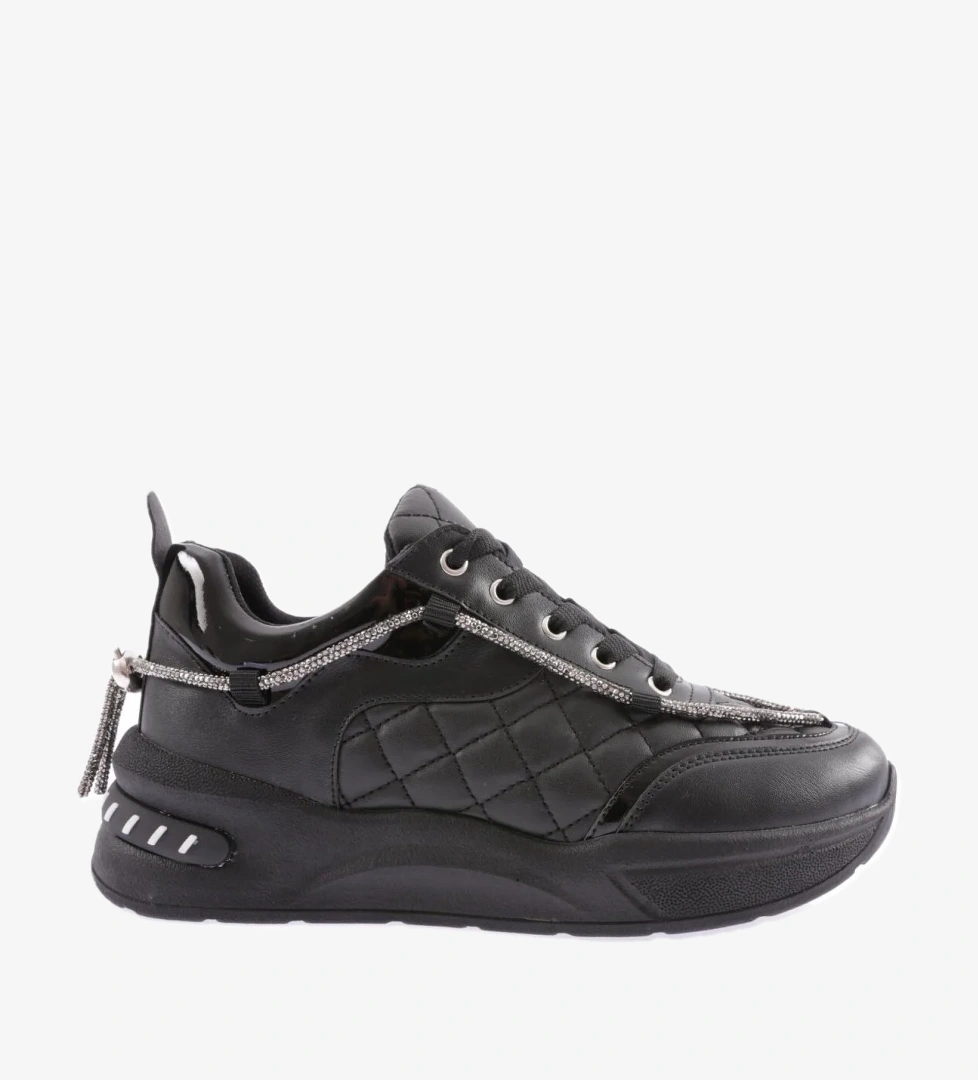 B2 Kadin Silver Taş İp Detayli Bağcikli Sneakers Ayakkabi