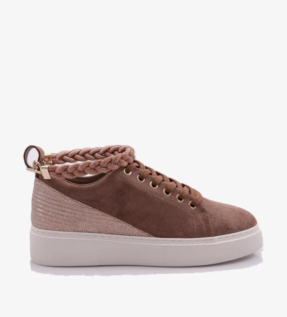 Es851 Kadin Kalin Taban Halhal Detayli Silver Taşli Sneakers Ayakkabi