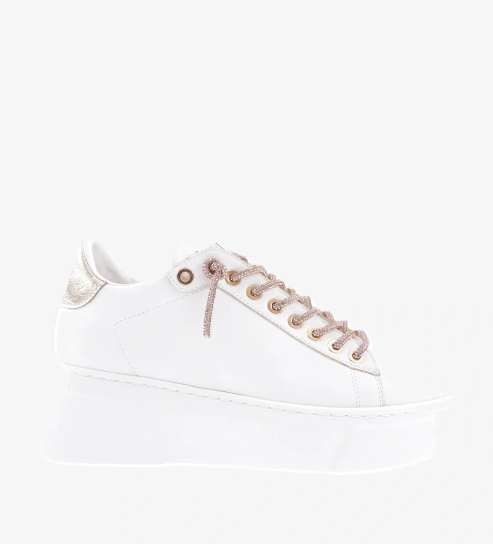 Es854-23Y Kadin Kalin Taban Silver Taş Bağcikli Sneakers Ayakkabi