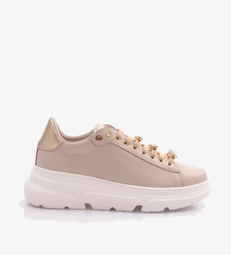 Es864 Kadin Kalin Kristal Taşli Sneakers Ayakkabi - Görsel 1