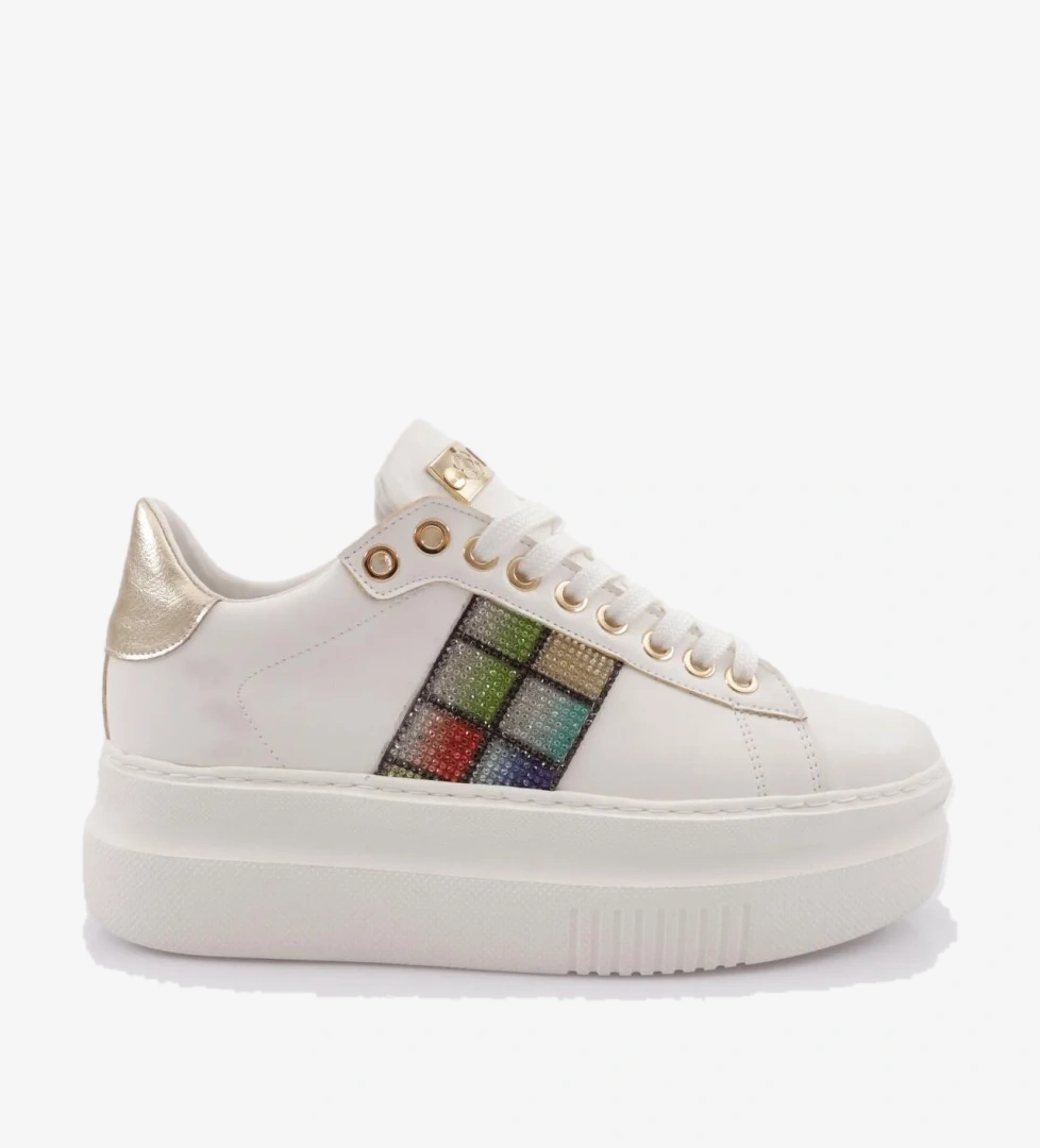 Es861 Kadin Kalin Taban Silver Taşli Sneakers Ayakkabi