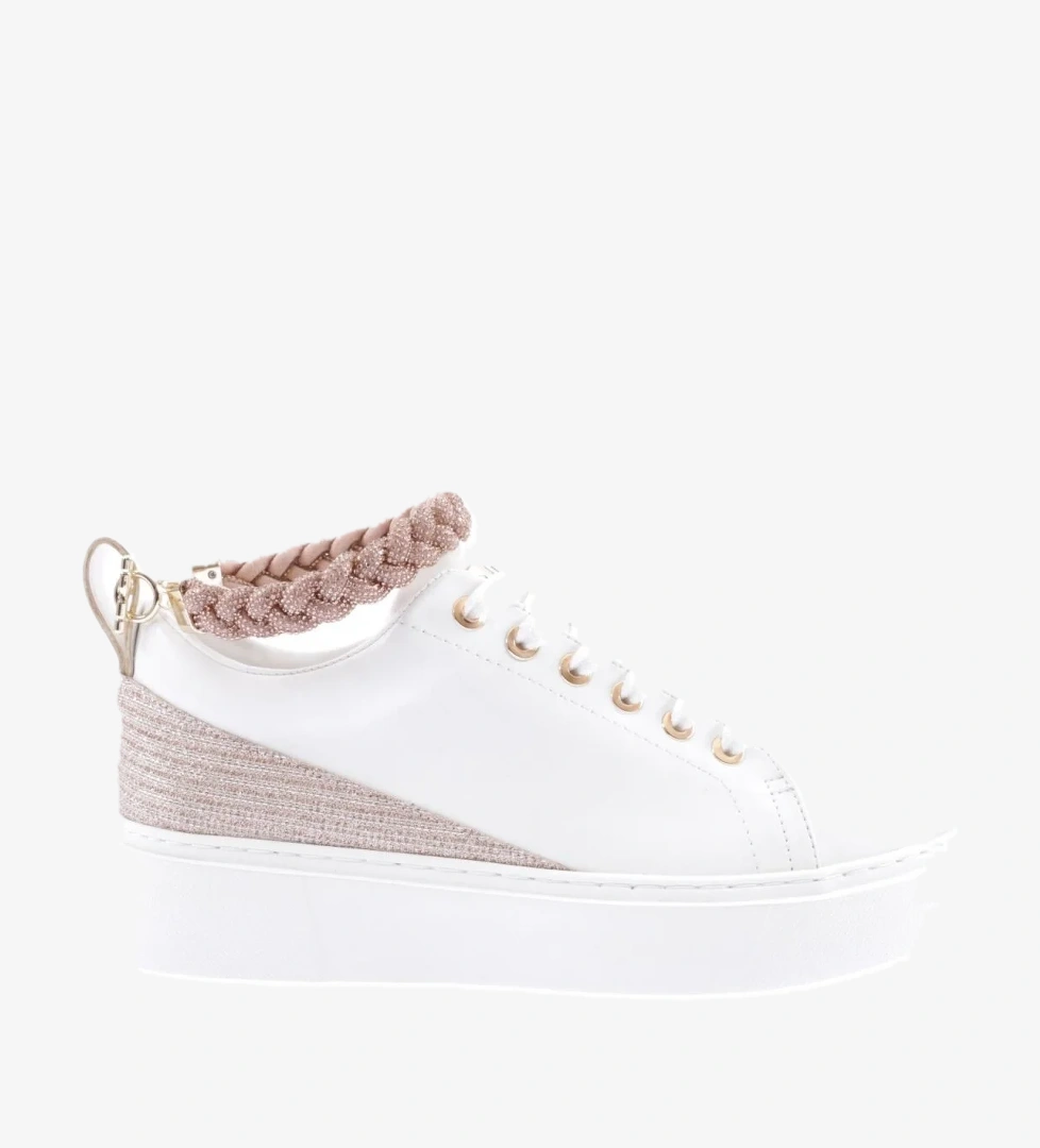 Es851-23Y Kadin Kalin Taban Halhal Detayli Silver Taşli Sneakers Ayakkabi