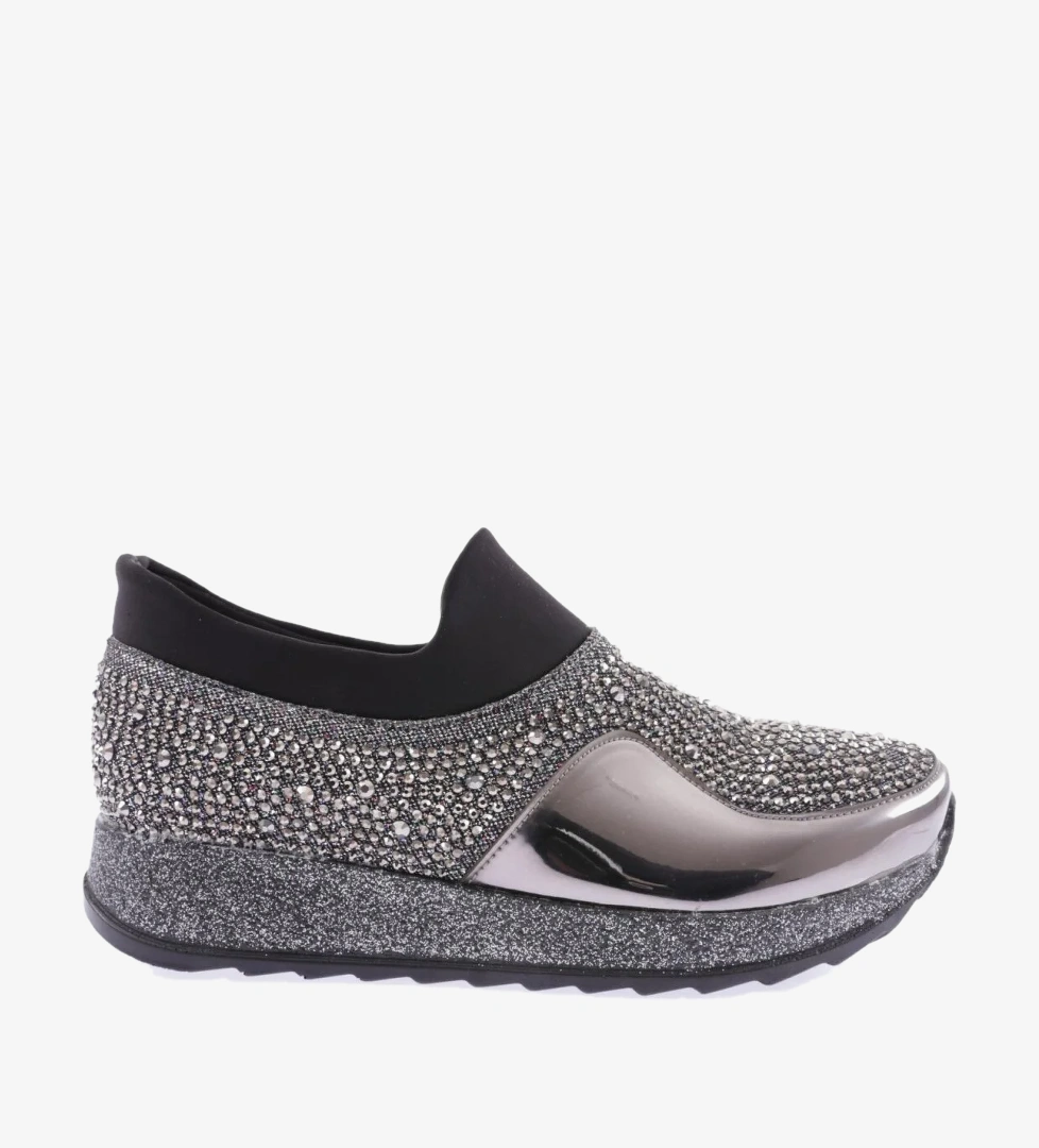 DGN Akt-17-23Y Kadin Kalin Taban Kristal Taşli Sneakers Ayakkabi