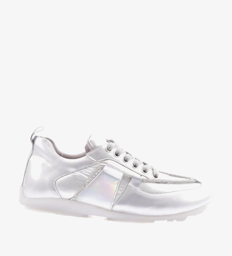 DGN 954-23Y Kadin Kalin Taban Silver İp Taşli Sneakers Ayakkabi