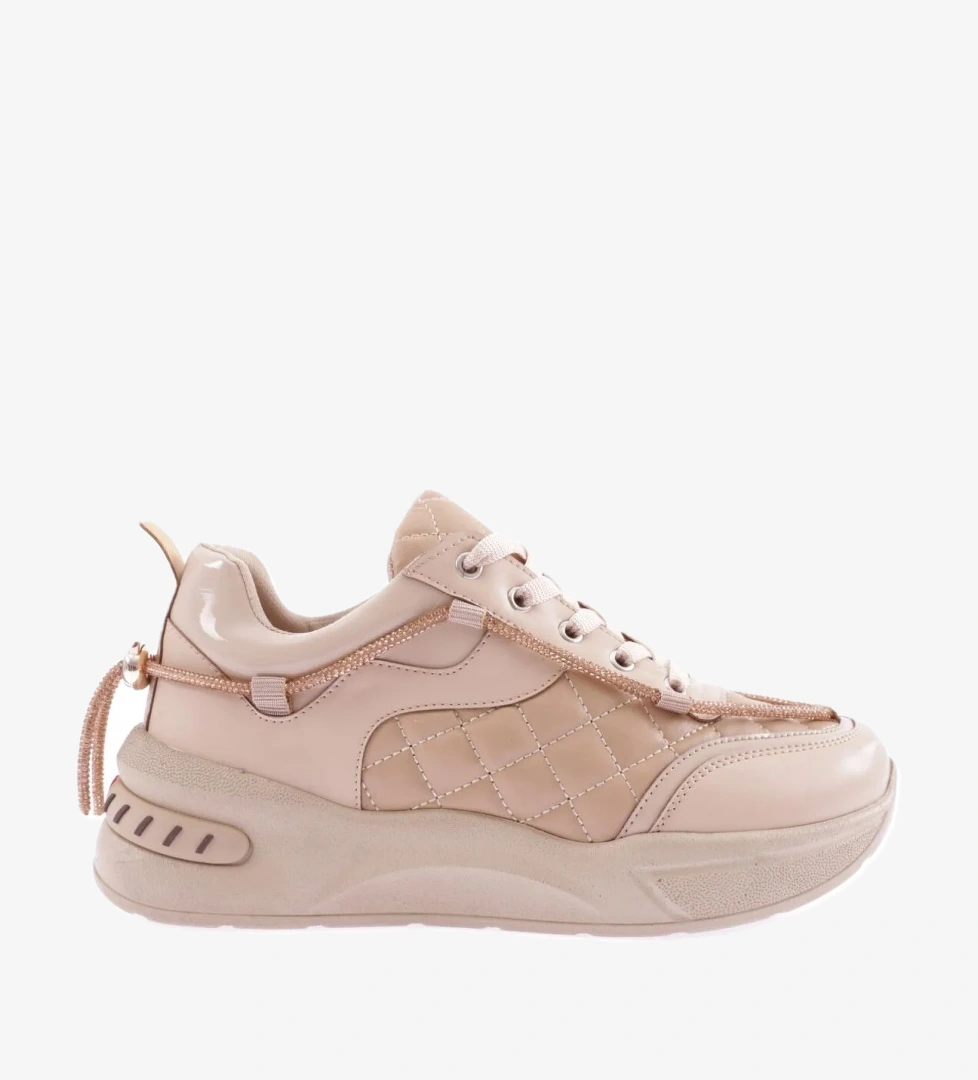 Dgn B2 Kadin Silver Taş İp Detayli Bağcikli Sneakers Ayakkabi model görseli